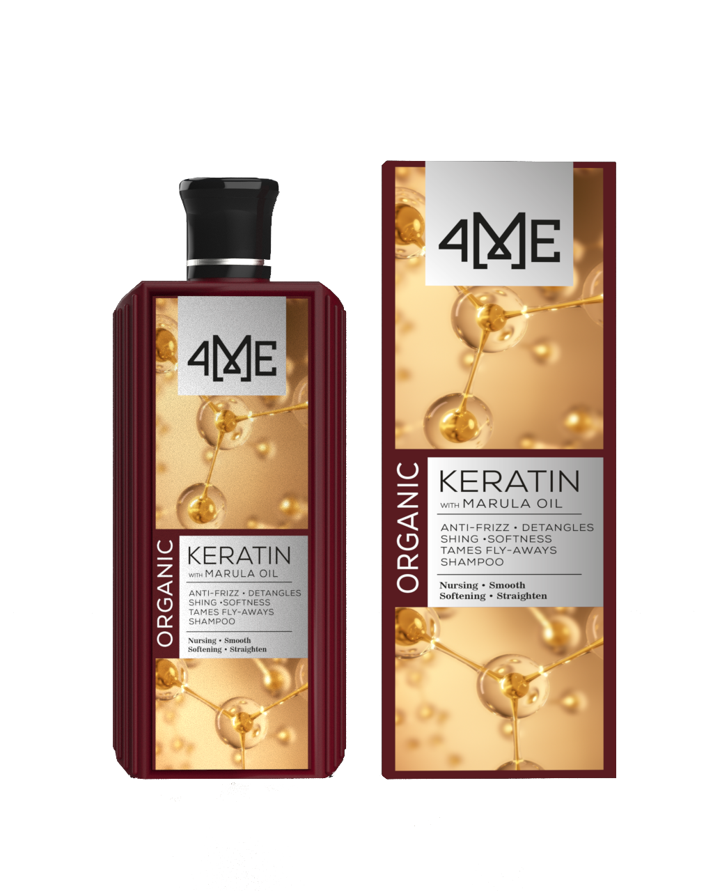 Keratin with Marula Oil - 4ME Organic Anti-Frizz Shampoo